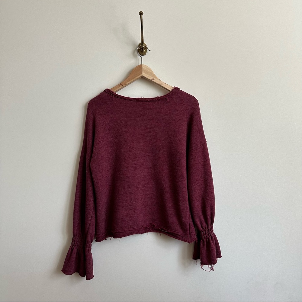 Lazy Sundays Distressed Sweater With Cinch Sleeve… - image 4